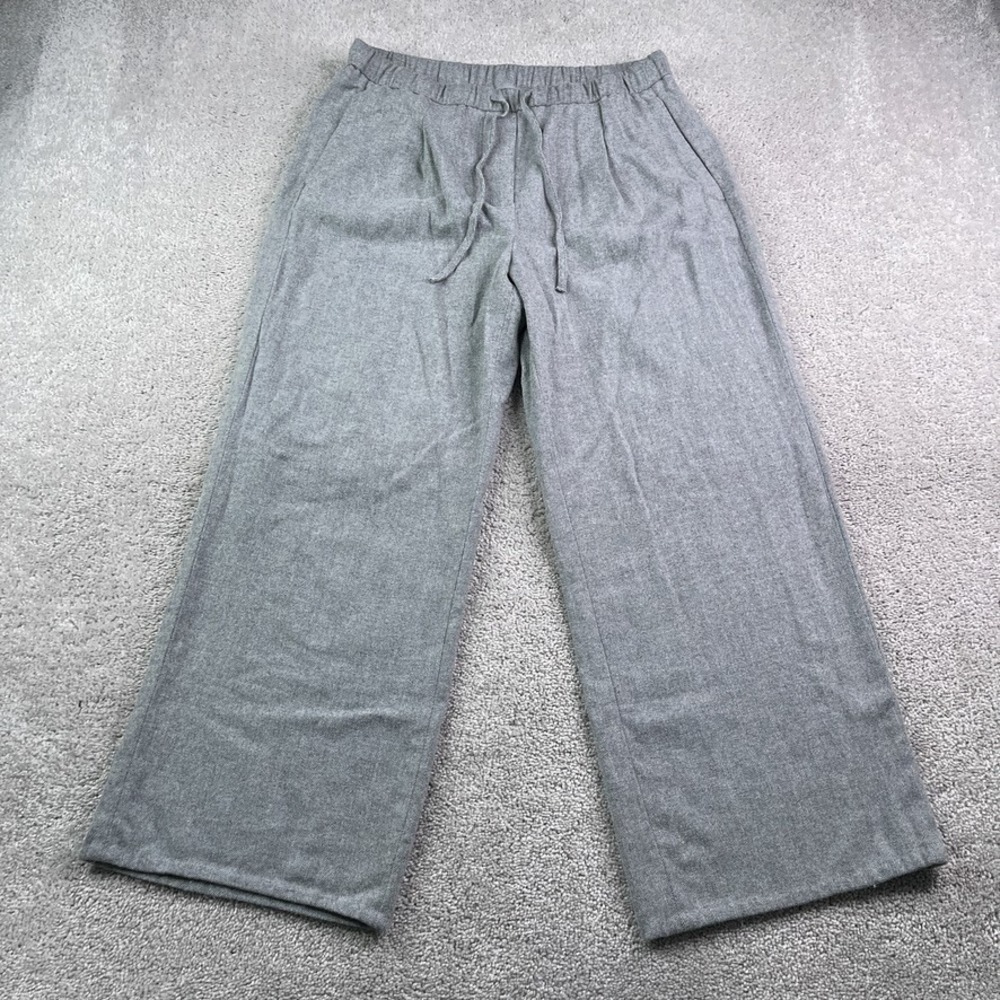 Banana Republic Pants Womens Medium Grey Wide Leg Pull On Italian Wool Flannel